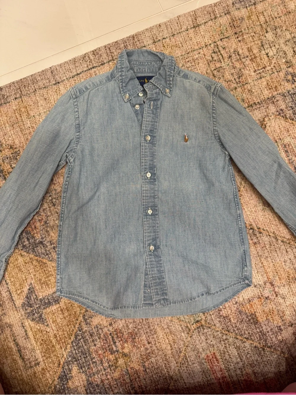 Ralph Lauren Light Blue Denim Button-Down Shirt 100% cotton